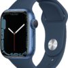 Apple Watch Series 7 (GPS) Boîtier en Aluminium Bleu de 41 mm, Bracelet Sport Bleu Abysse - Regular