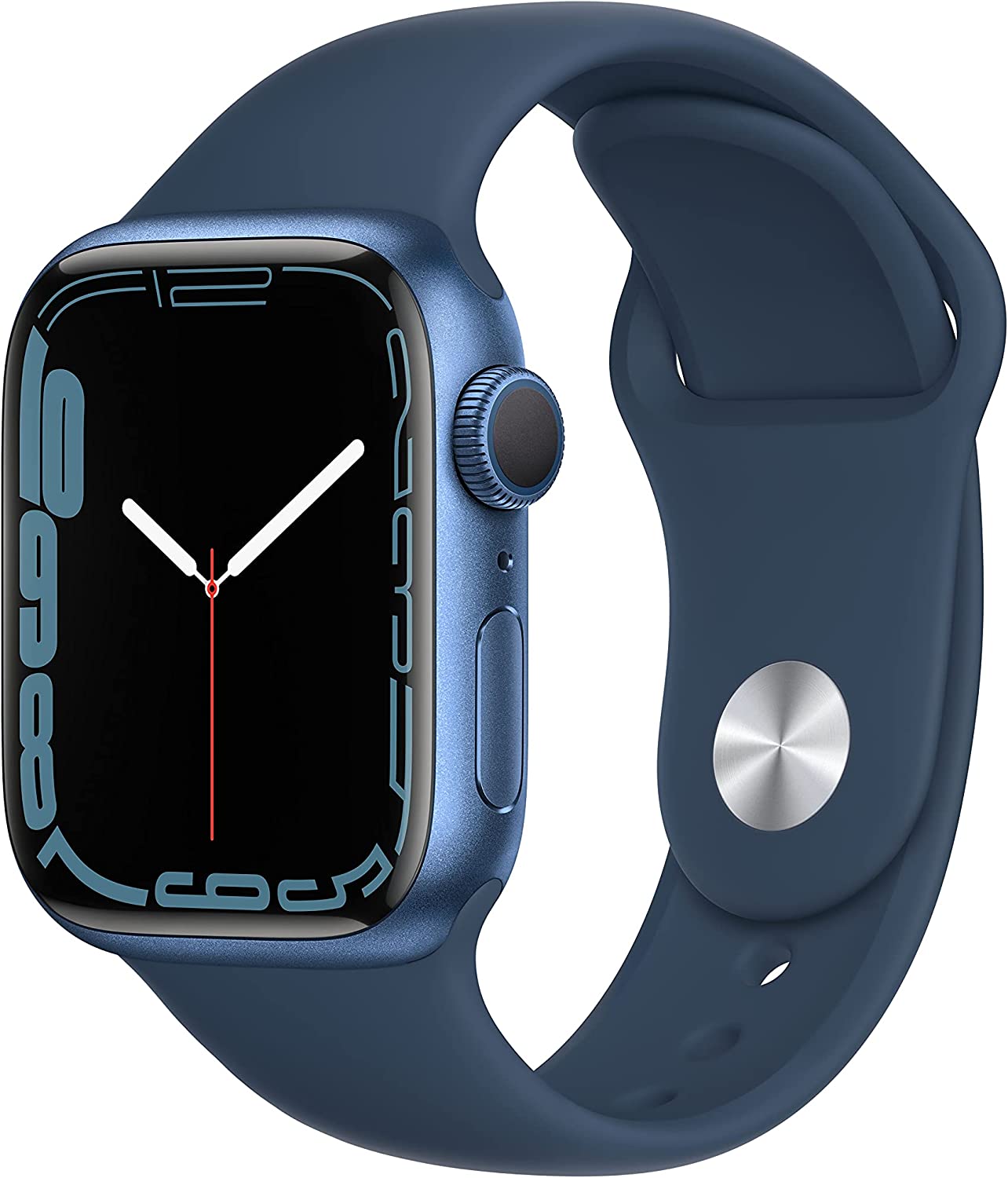 Apple Watch Series 7 (GPS) Boîtier en Aluminium Bleu de 41 mm, Bracelet Sport Bleu Abysse - Regular