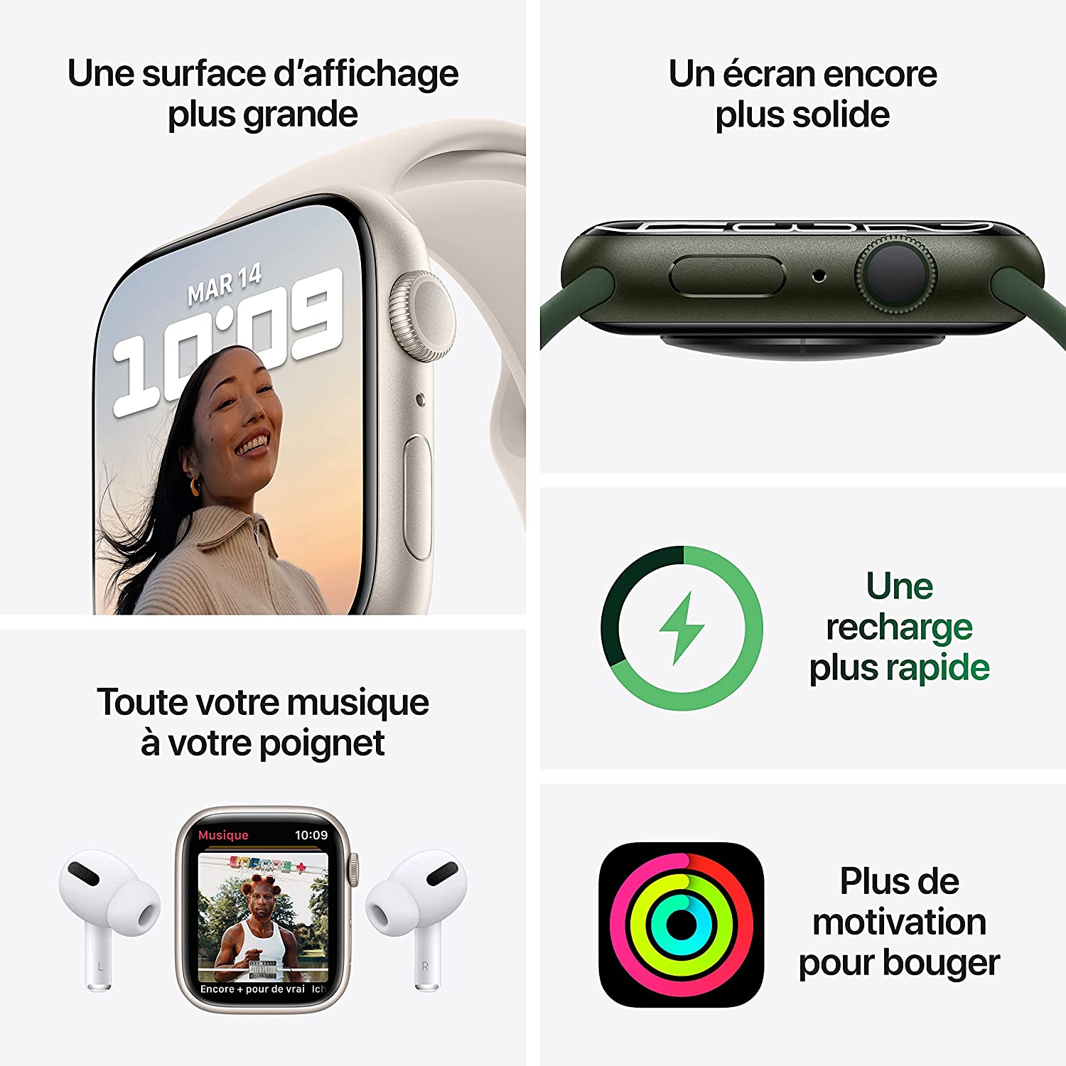 Apple Watch Series 7 (GPS) Boîtier en Aluminium Bleu de 41 mm, Bracelet Sport Bleu Abysse - Regular