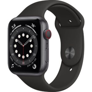Apple Watch Series 6 (GPS + Cellular) - Boitier 44 mm aluminium gris avec bracelet sport noir - Apple