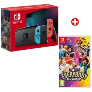 Pack Nintendo : Console Nintendo Switch • Bleu Néon & Rouge Néon + Everybody 1-2-Switch!