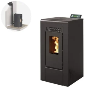 Pack Poêle à granules GIOIA 9 Etanche + Kit Conduit Ventouse - Noir