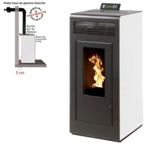 Poêle à granules MARINA 13 Etanche sortie dessus + Conduit Ventouse - Blanc