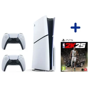 Pack PS5 Standard : Console PS5 (Modèle Slim) + Manette DualSense Blanche + NBA 2K25