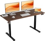 ERGOMAKER Elektrischer Steh-Sitz-Schreibtisch mit Memory-Taste – Höhenverstellbarer Steh-Sitz-Schreibtisch 71–118 cm – 140 x 60 cm Tischplatte aus schwarzem Walnussholz