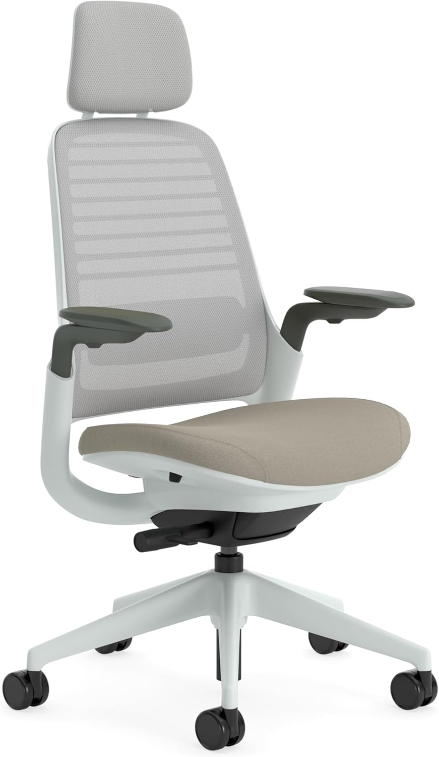 718NUkG0lEL._AC_SL1500_ Steelcase Serie 1, ergonomischer Bürostuhl mit LiveBack-Lordosenstütze, 4D-Armlehnen und verstellbarer Kopfstütze, Farbe: Trüffel; Hergestellt in Europa – Bild 1