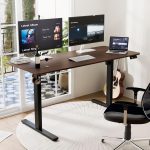 ERGOMAKER Elektrischer Steh-Sitz-Schreibtisch mit Memory-Taste – Höhenverstellbarer Steh-Sitz-Schreibtisch 71–118 cm – 140 x 60 cm Tischplatte aus schwarzem Walnussholz – Bild 2