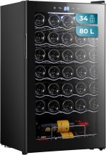 Cecotec Bolero Grandsommelier 34030 Schwarzer Kompressor-Weinkühlschrank, 34 Flaschen, 80 l