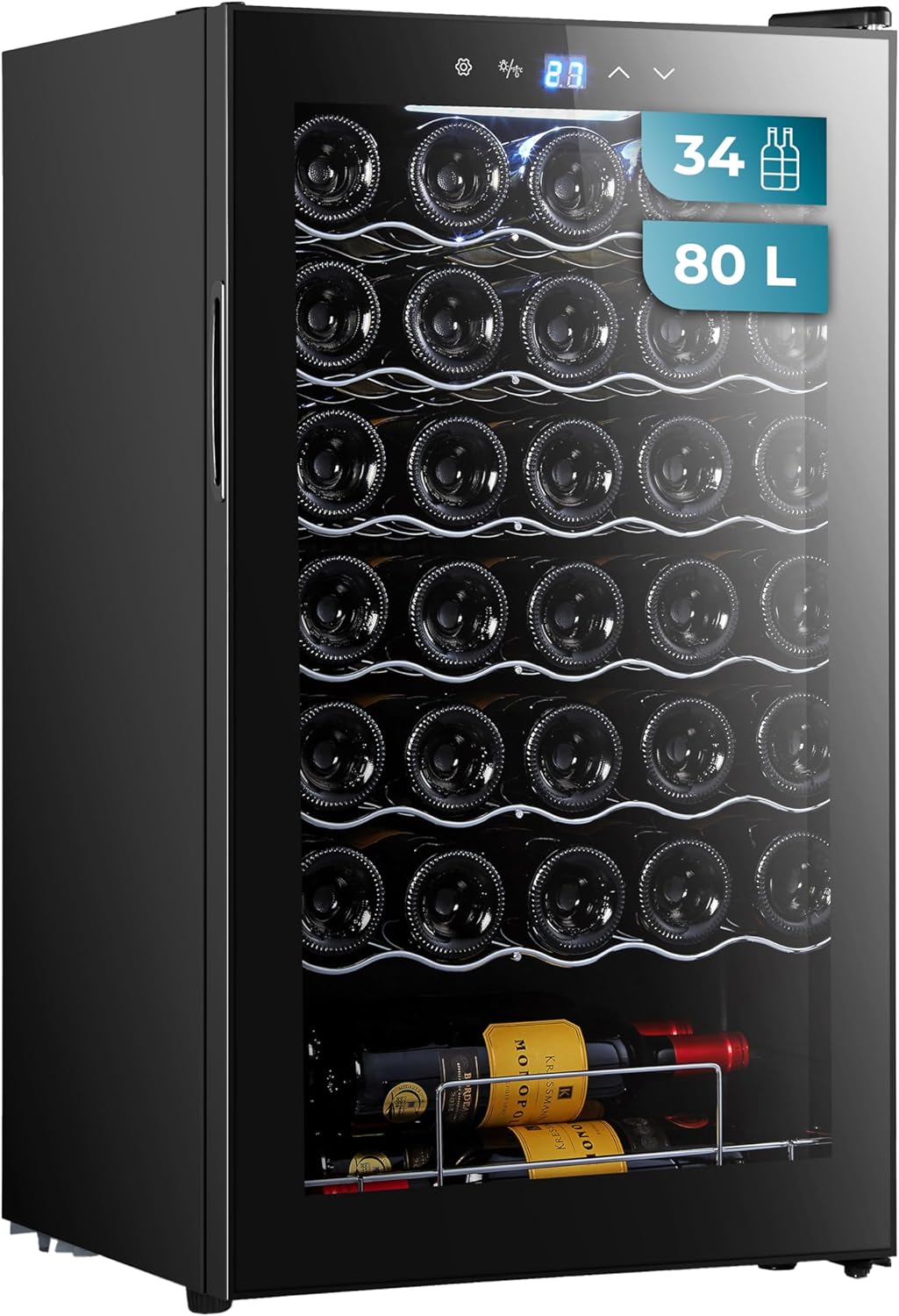 g1 Cecotec Bolero Grandsommelier 34030 Schwarzer Kompressor-Weinkühlschrank, 34 Flaschen, 80 l – Bild 1