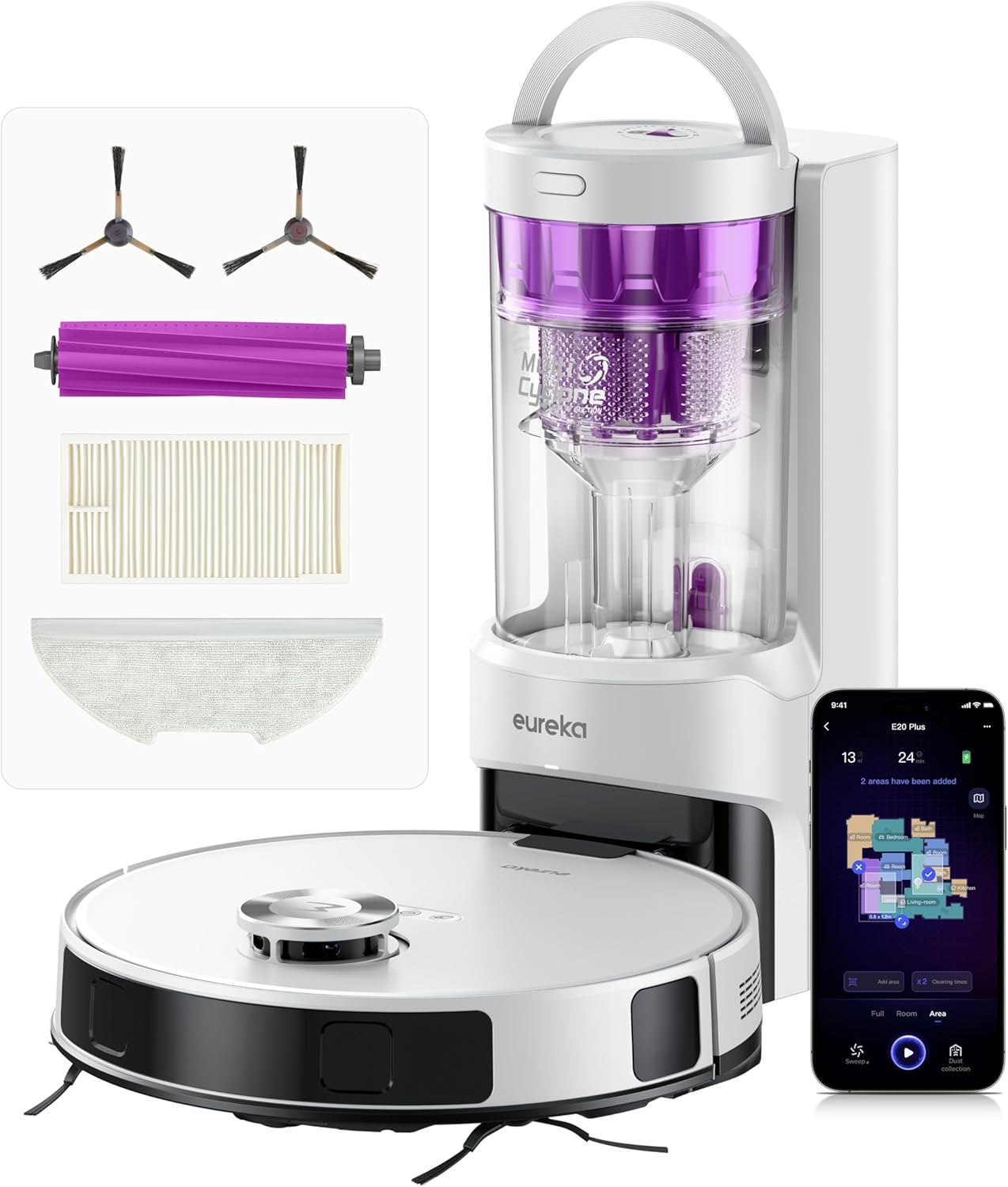 i1 Eureka E20 Plus 8000 Pa Saugroboter mit automatischer beutelloser Entleerungsstation – Bild 1