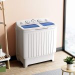 Giantex GT24267-PE 20 lbs, 5,5 kg, 8 kg, kompakte Mini-Waschmaschine für Wohnung, Schlafzimmer, tragbare Waschmaschine, blau und weiß