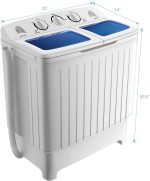 Giantex GT24267-PE 20 lbs, 5,5 kg, 8 kg, kompakte Mini-Waschmaschine für Wohnung, Schlafzimmer, tragbare Waschmaschine, blau und weiß – Bild 4