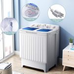 Giantex GT24267-PE 20 lbs, 5,5 kg, 8 kg, kompakte Mini-Waschmaschine für Wohnung, Schlafzimmer, tragbare Waschmaschine, blau und weiß – Bild 5