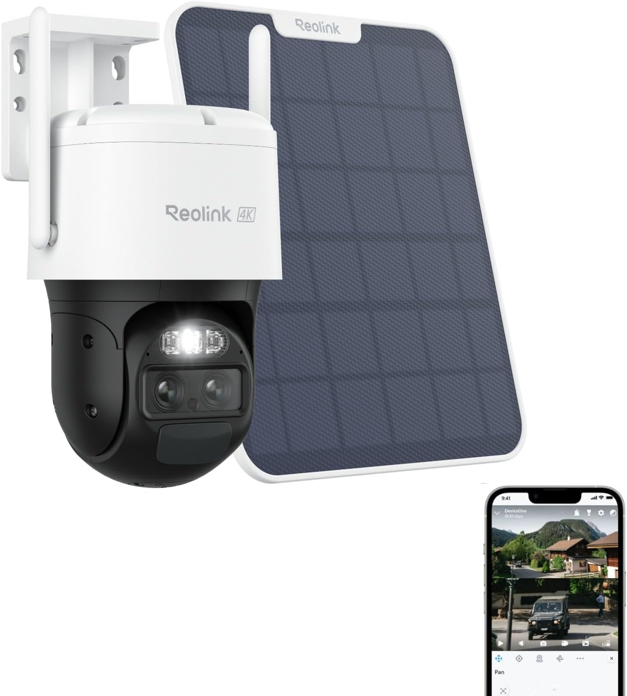 r1 Reolink 4K PTZ-Solar-Außenkamera mit WLAN, Tracking, 8-fachem Autozoom, Dual-Objektiven, 180 Tagen Akkulaufzeit, Zwei-Wege-Audio, TrackMix 4K + Solarpanel – Bild 1